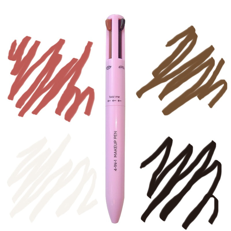 Four-in-one Cosmetic Brush Four-color Highlight Lip Liner Eyeliner Eyebrow Pencil