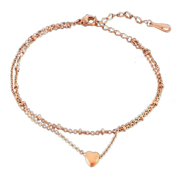 Double Layers Loving Heart Beach Anklet