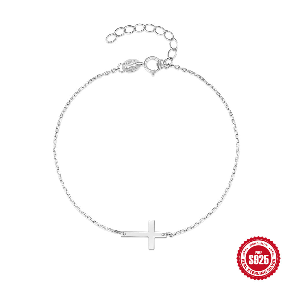 S925 Sterling Silver Creative Cross Bracelet For Women