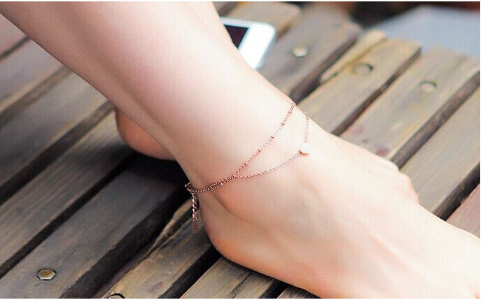 Double Layers Loving Heart Beach Anklet